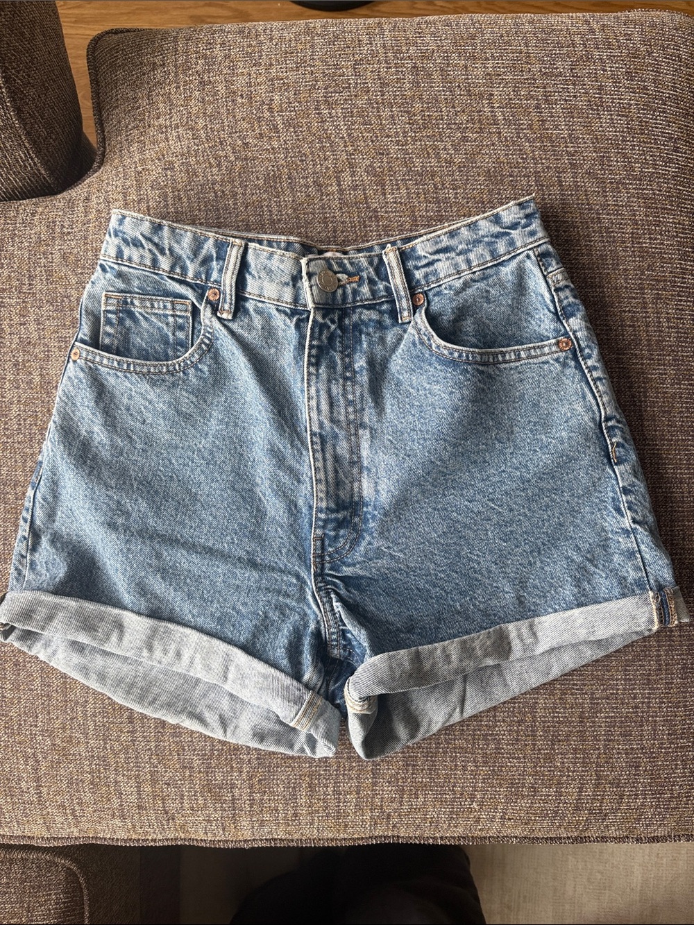 Zara High-Waist Light Blue Denim Shorts